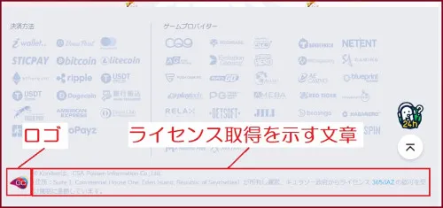 オンカジのライセンス表記